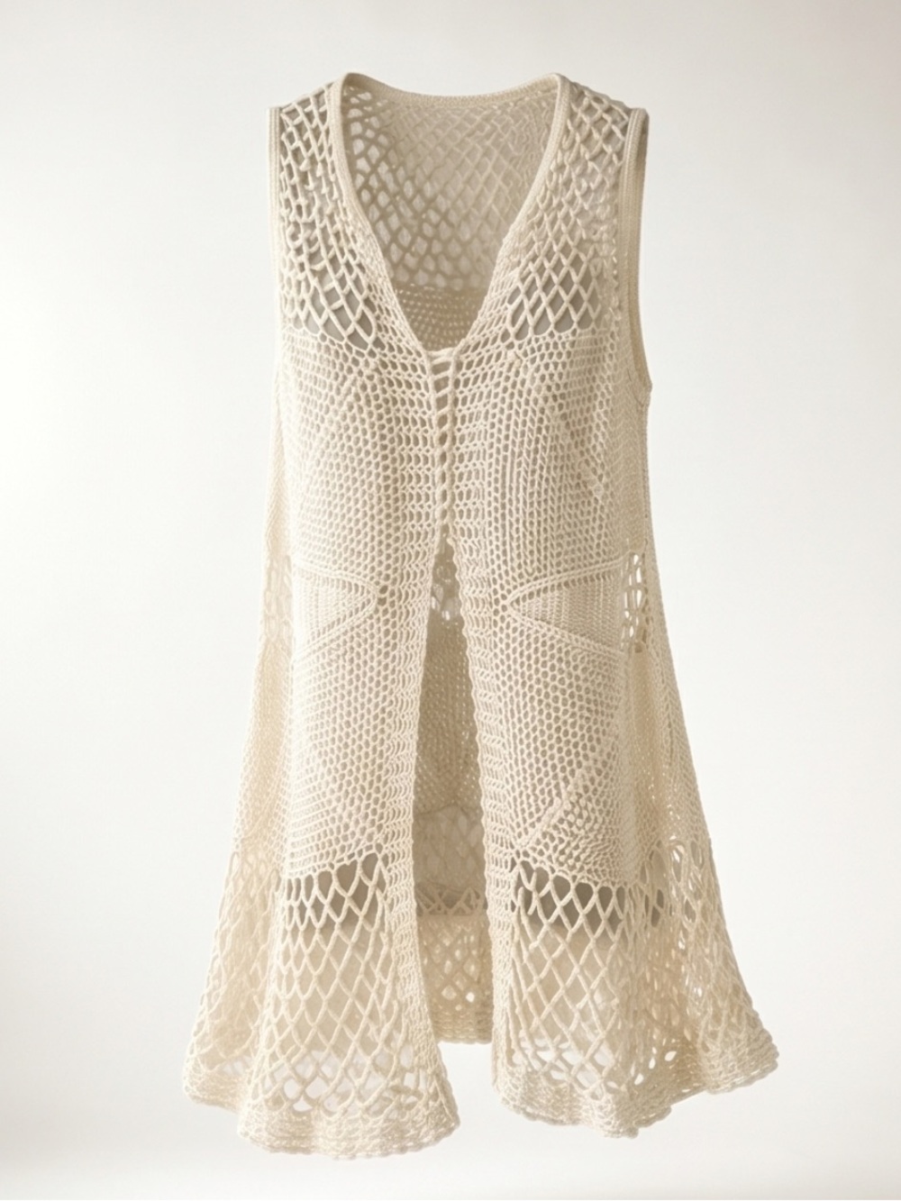 Elegant Cream Crochet Tunic